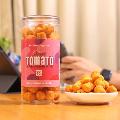 CRACK A NUT Roasted Quinoa Puffs | Cheese Tomato Puffs | High Protein | Healthy Snack | Gluten-Free Snack (90 G)