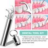 Dental Teeth Tools Kit | 7 in 1 Stainless Steel Teeth Cleaning Tool Kit | Portable Toothpicks Pocket Set | Dental Hygiene Kit Toothpicks Flosser for Outdoor Picnic Camping Traveling view 3