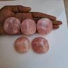 2Pcs Set Rose Quartz Palm Stone Crystal - Rose Quartz Palmstone Natural Chakra Therapy Polished Healing Crystal Oval Pocket Worry Stone Gemstone for Anxiety Stress Relief view 3