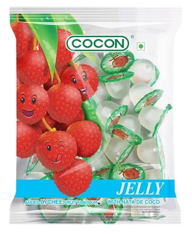 DECADENT FOODS Cocon Jelly with Lychee Fruit Flavour and Nata de Coco, 120 gram