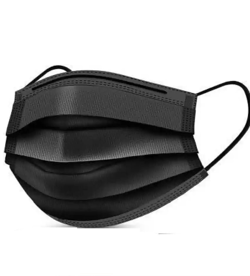 Black Pollution Mask with Nose Pin 3 Ply, 100 Pcs, 75 GSM, Melt Blown Fabric Layer