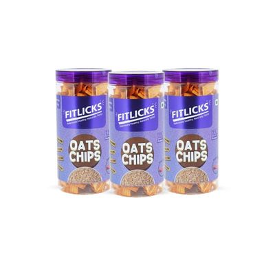 FITLICKS Backed Oats Chips - 150g Each | Rich in Fibre & Protein With No Palm Oil | Natural ingredients & Gluten Free | No Artificial Preservatives | Crunchy Healthy Snacks (Pack of 3)