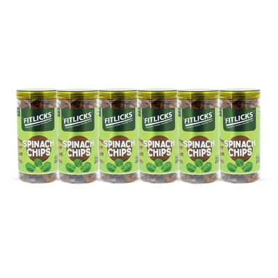 FITLICKS Baked Spinach Chips - 150g Each | Palak Chips | Rich in Fibre, Protein & Calcium | Natural Ingredients with No Palm Oil | Healthy Snack for Kids & Adults | Crunchy and Delicious (Pack of 6)