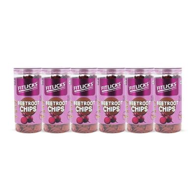 FITLICKS Baked Beetroot Chips - 150g Each | Healthy Snack for Kids & Adults | Gluten Free | No Palm Oil With Natural Ingredients | Diet-Friendly | Rich in Fibre & Protein | No Added Preservatives (Pack of 6)