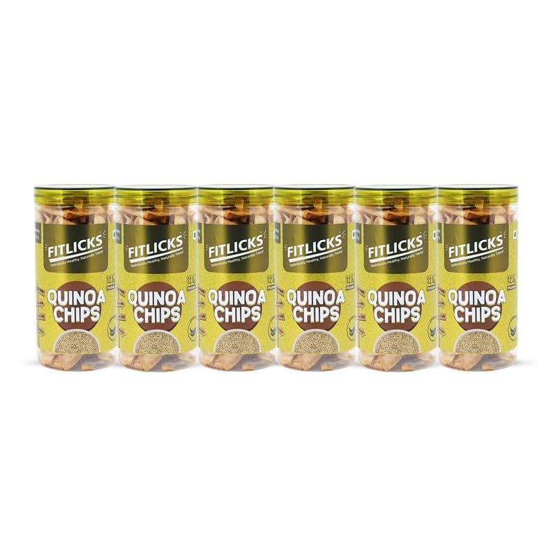 FITLICKS Backed Quinoa Chips - 150g Each | Crunchy Healthy Snacks for Kids & Adults | Natural Ingredients & Gluten Free | Protein & Fiber Rich | No Artificial Preservatives | Palm Oil-Free (Pack of 6)