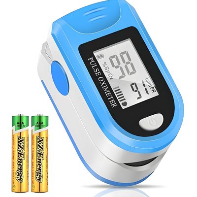 MCP Fingertip Pulse Oximeter, Oxygen Saturation (SpO2) and Heart Rate Monitor with LED Display (Blue (BM1000A))