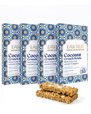 HyperFoods Coconut Crunch Brittle Pack of 4 Healthy Bar Pack Energy Bites Pack Chikki Combo Coconut Bar Pack Coconut Brittle Combo Delicious & Crunchy Bar