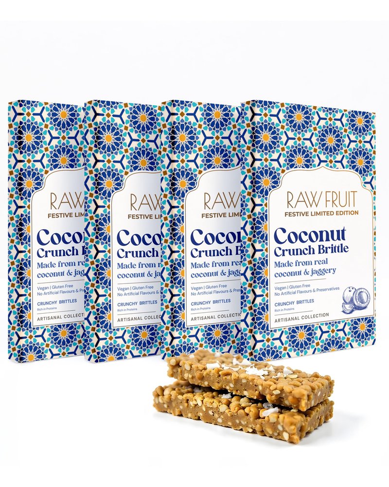 HyperFoods Coconut Crunch Brittle Pack of 4 Healthy Bar Pack Energy Bites Pack Chikki Combo Coconut Bar Pack Coconut Brittle Combo Delicious & Crunchy Bar