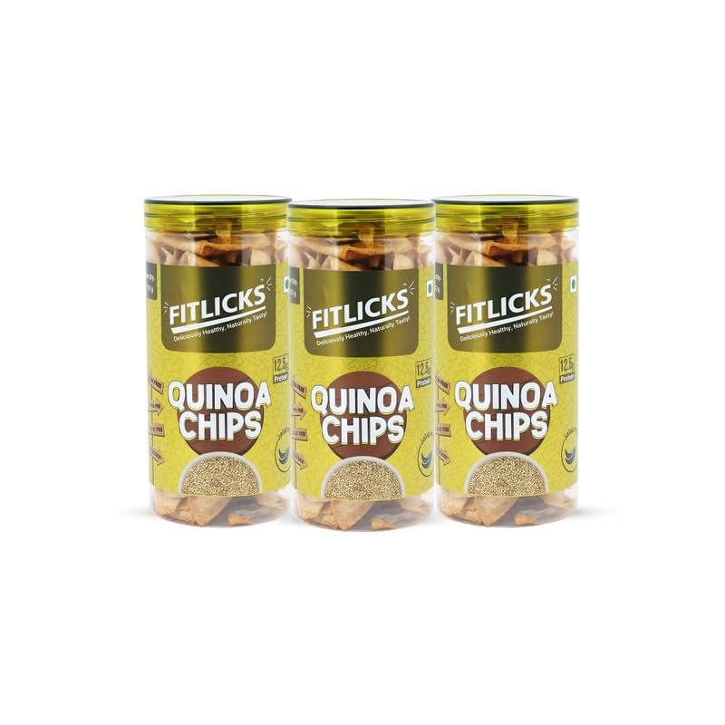FITLICKS Backed Quinoa Chips - 150g Each | Crunchy Healthy Snacks for Kids & Adults | Natural Ingredients & Gluten Free | Protein & Fiber Rich | No Artificial Preservatives | Palm Oil-Free (Pack of 3)
