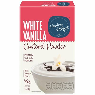 Pantry Perfect White Vanilla Custard Powder (100g) I Makes Smooth & Creamy Custard I Ready to Mix I Use for Desserts, Pudding, Fruit Salad