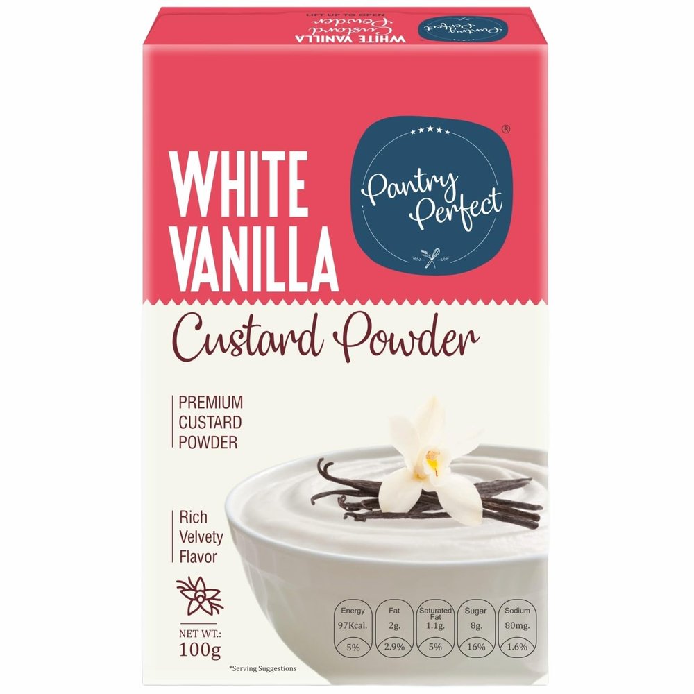 Pantry Perfect White Vanilla Custard Powder (100g) I Makes Smooth & Creamy Custard I Ready to Mix I Use for Desserts, Pudding, Fruit Salad