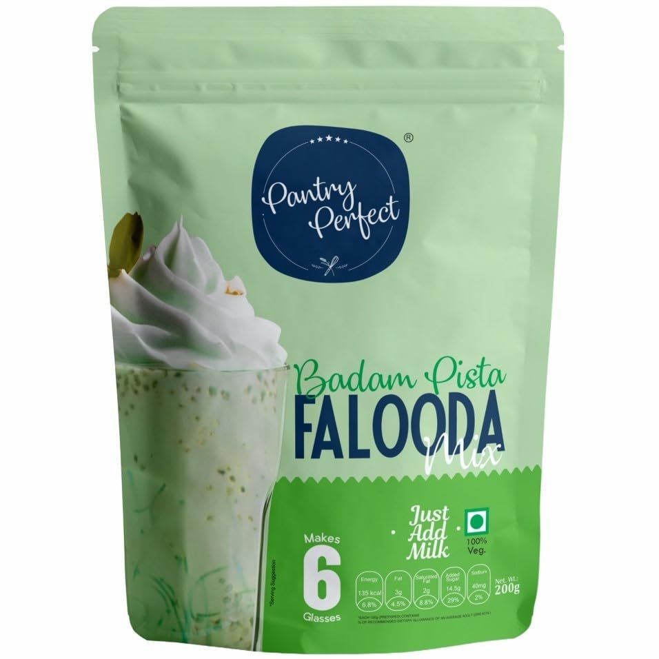 Pantry Perfect Badam Pista Falooda Mix (200g) I Premium I Instant Falooda Mix | Rich, Smooth & Creamy Texture | Delicious & Refreshing Taste | Ready to Mix