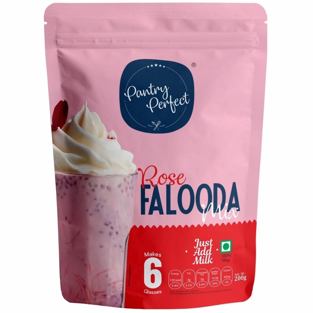 Pantry Perfect Rose Falooda Mix (200g) I Premium I Instant Falooda Mix | Rich, Smooth & Creamy Texture | Delicious & Refreshing Taste | Ready to Mix