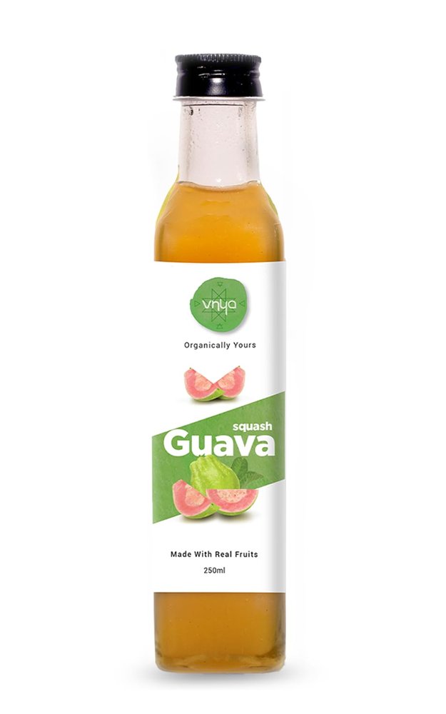 Vnya Guava Squash 250ml, Extracted From Ripe Guava Fruit|Refreshing Natural Beverage For Summer Hydration|No Added Colours &Preservatives|Aids Digestion| Immune Booster|Raw &Unprocessed Squash Drink