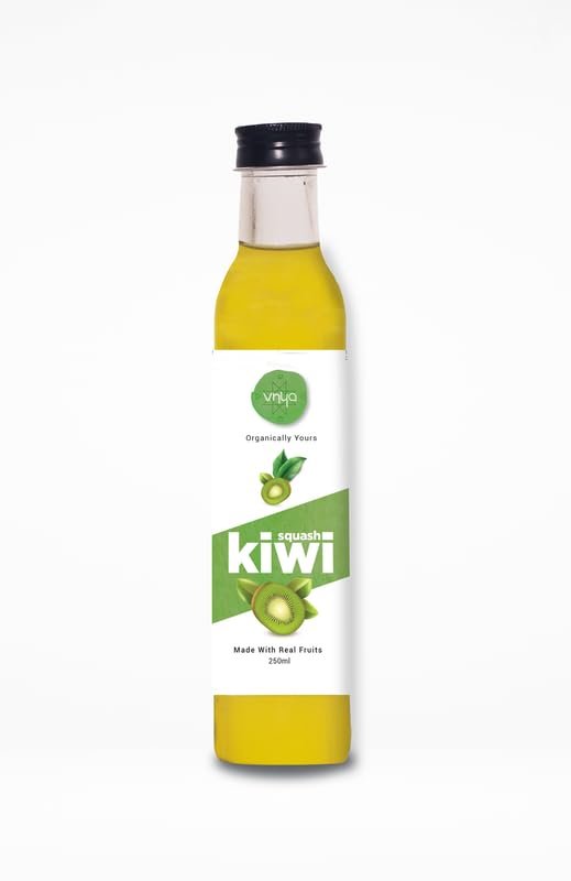 Vnya Kiwi Squash 250ml, Extracted From Kiwi & Lemon|Refreshing Natural Beverage For Summer Hydration|No Added Colours &Preservatives|Aids Digestion| Immune Booster|Raw &Unprocessed Squash Drink