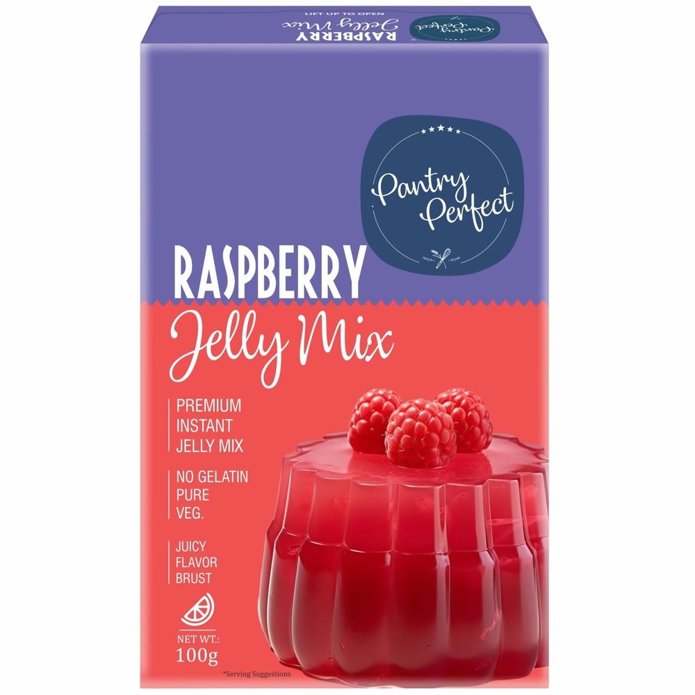 Pantry Perfect Raspberry Jelly Mix (100g) I Instant Jelly Mix I Crystal Jelly I No Gelatin I Easy to Prepare I Used for Desserts, Beverages