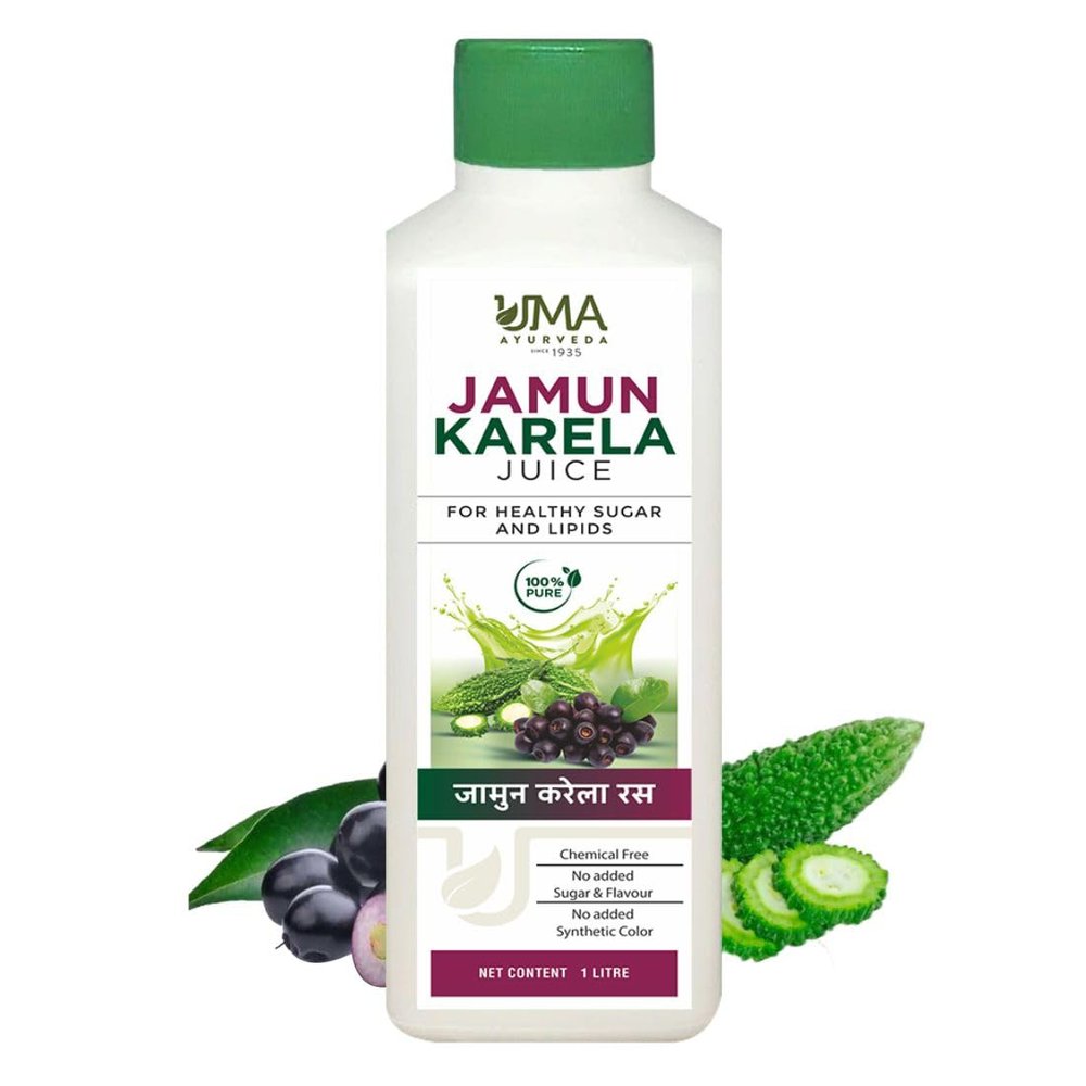 Uma Ayurveda Jamun Karela Juice Natural Juice 1 Ltr | Jamun Karela Juice Useful in Madhumeha | 1000 Ml