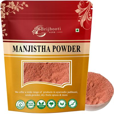 Brijbooti Manjistha Powder (100 gm) | Manjistha Root Powder for Eating | Majith | Indian Madder | FSSAI, GMP, ISO Certified