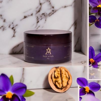 Amarveda Foot Scrub | Natural Exfoliation with Walnut Shell Powder & Nourishing Oils | Smooths, Soothes & Revitalizes Feet | All Skin Types | 50g | Cruelty free | Zero Waste