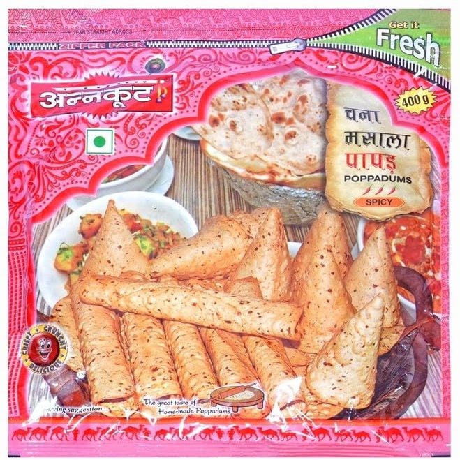 Annkoot Chana Masala Papad 400 gm Red Chilly (Pack of 2), Truecart