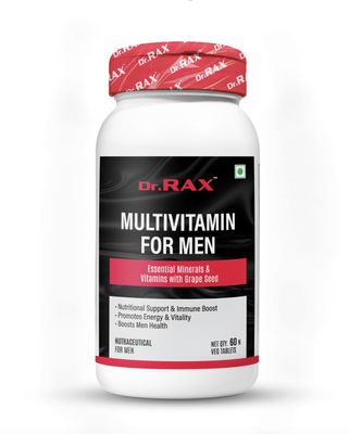Dr. Rax Multivitamins for Men  Daily Nutrition with Essential Vitamins, Minerals & Antioxidants | Boosts Energy, Immunity & Vitality | 60 Vegetarian Tablets