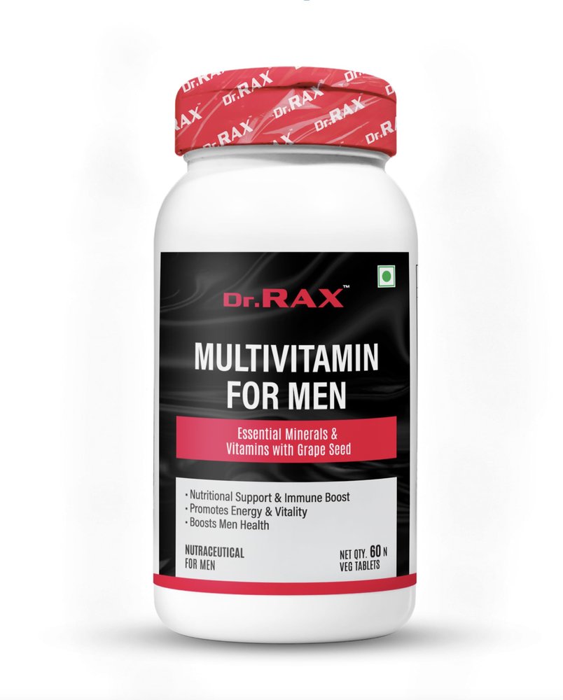 Dr. Rax Multivitamins for Men Daily Nutrition with Essential Vitamins, Minerals & Antioxidants | Boosts Energy, Immunity & Vitality | 60 Vegetarian Tablets
