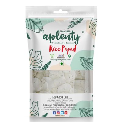 Aplenty Indian Indori Hexagon Shape Sikka Mini Rice Papad with Cumin/Khichiya Papad/Akki Happala Fryums      400 gm