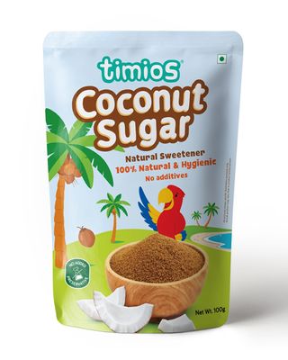 Timios Organic Coconut Sugar, Unrefined Natural Sweetener, Healthy Sugar Alternative, No Preservatives, No Chemicals, No Added Flavors - 100gm