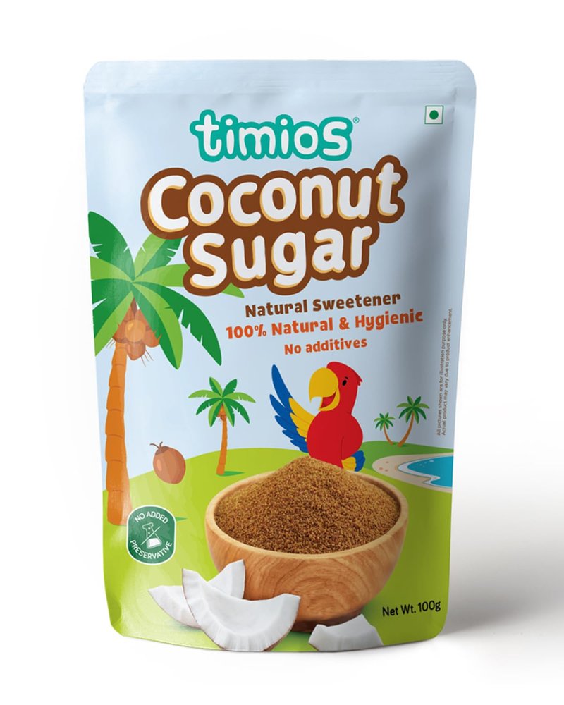 Timios Organic Coconut Sugar, Unrefined Natural Sweetener, Healthy Sugar Alternative, No Preservatives, No Chemicals, No Added Flavors - 100gm