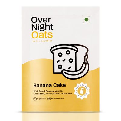 Overnight Oats High Protein, Refined Sugar Free, Diced Banana, Chia Seeds, Whey Protein & more (Banana Cake, 15grams Protein, Pack of 10)