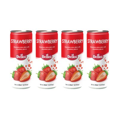 Dellos Fruit Drink Strawberry (Pack 0f 4)