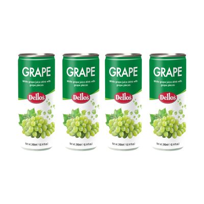 Dellos White Grape Fruit Drink with Grape Pieces (Pack of 4)