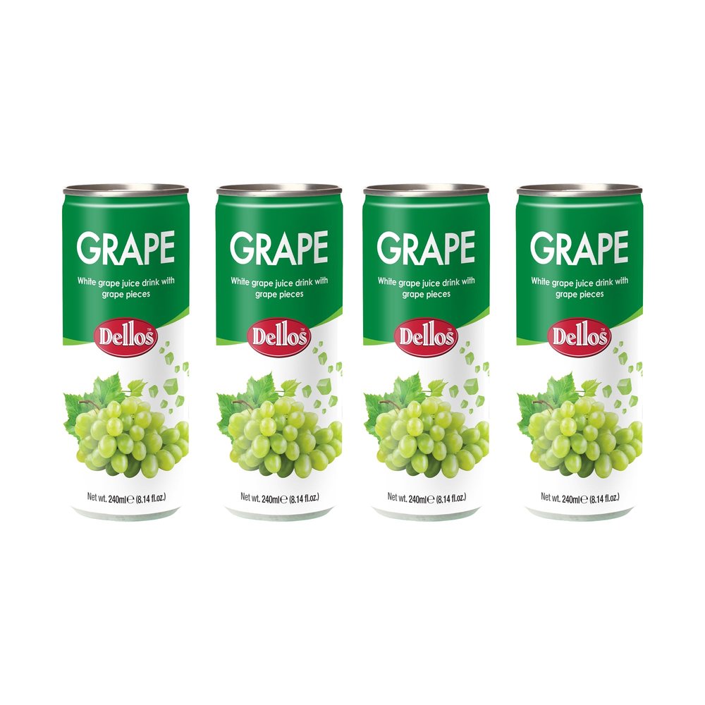 Dellos White Grape Fruit Drink with Grape Pieces (Pack of 4)