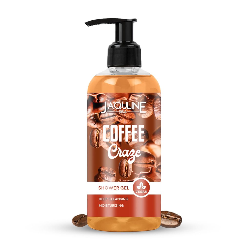 JAQULINE USA Coffee Shower Gel for Men and Women | Exfoliates and Smoothens Skin | Hydrates and Nourishes | With Aloe Vera Gel and Shea Butter | Refreshing Coffee Scent, 250ml