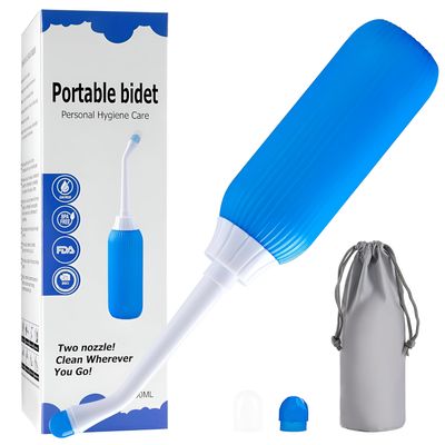 Mishwaan Portable Bidet for Toilet - 500ml Travel Bidet Handheld Personal Bidet Empty Bottle - Childbirth Cleaner -For Outdoor,Camping,Travling,Driver,Personal Hygiene -with Storage Bag (multicolour) (Blue, Standard)