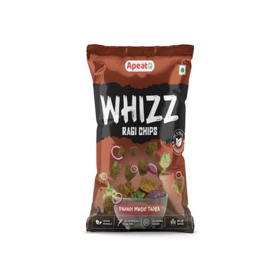 Apeato Whizz Ragi Chips, No Palm Oil, No Maida, Millet Goodness, Fibre Rich, Zero Cholestrol, Gluten Free. (Pack of 4, Pahadi Magic Tadka)