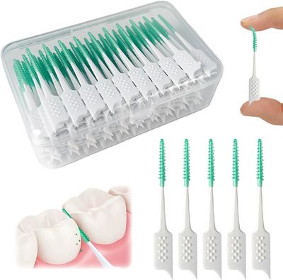 Street27 40 Pcs Interdental Brush Ultra Tight Bristles Tooth Flossing Head Oral Dental Hygiene Brush Tooth Pick Flosser Toothpick Sticks For Teeth Oral Dental Care Brush Cleaning Tool - 40pcs set