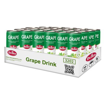 Dellos White Grape Fruit Drink with Grape Pieces (Pack of 24)