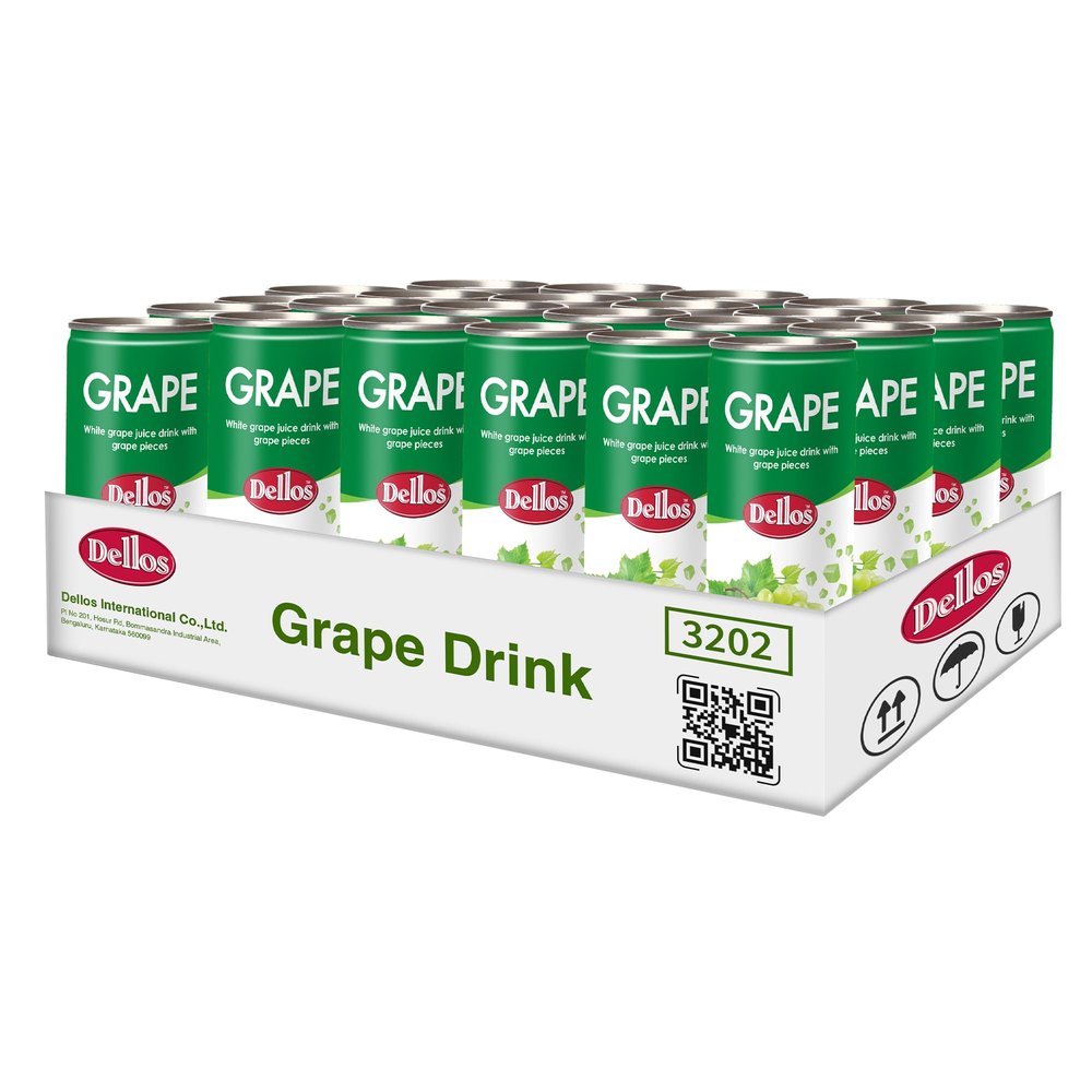 Dellos White Grape Fruit Drink with Grape Pieces (Pack of 24)