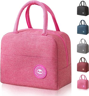STEFLON Lunch Bags Small for Women Work, Student Kids to School, Thermal Cooler Tote Bag Picnic Organizer Storage Lunch Box Portable and Reusable -2024 (Plain Pink)