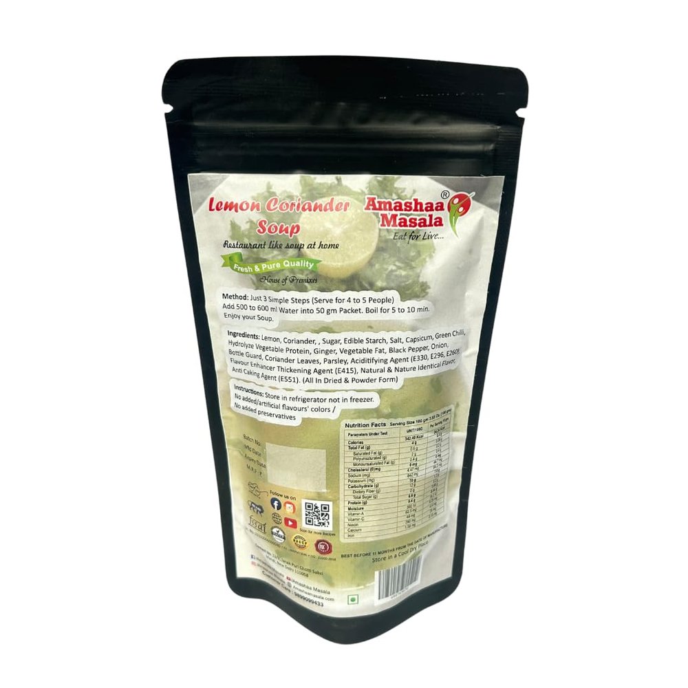 AMASHAA MASALA - Lemon Coriander Soup Premix | Best Premix | Instant Soup Drink | Ready To drink | soups | soup premix (100g)