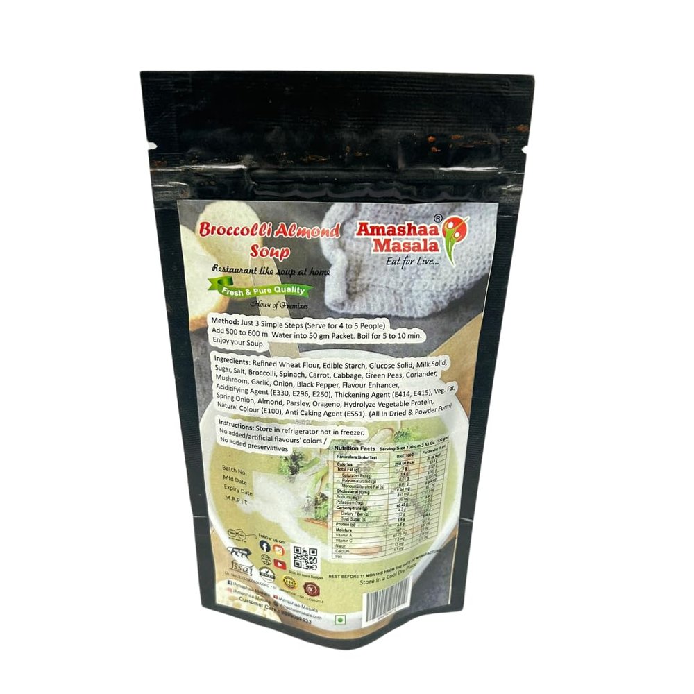 AMASHAA MASALA - Broccoli Soup Premix | Best Premix | Instant Soup Drink | Ready To drink | soups | soup premix (250g, Tomato) (100g, Broccoli Soup)