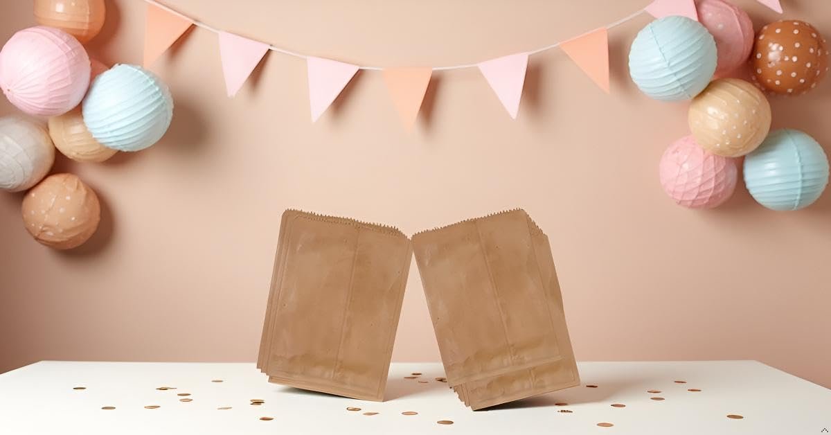 GLOBEADO Brown Paper Cover (40 GSM) - Fold Top Eco Friendly Food Grade Paper Bags For Packing Carry Bags Grocery, Take Away Craft Paper Multiple Size (4.25 X 6 INCHES, 200, count)
