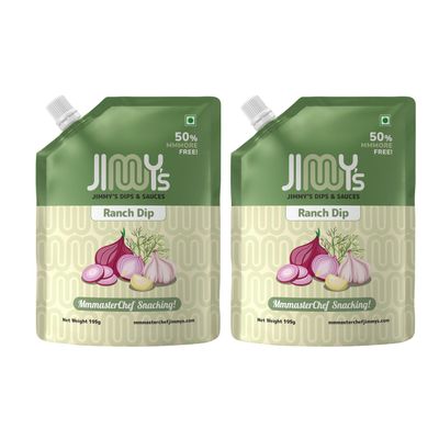 Jimmys Ranch Dip | Pack of 2 | 100% Eggless | Creamy Herb Dip with Dill, Parsley & Onion | Perfect for Wraps, Burgers, Fries & Salads | 195g each.