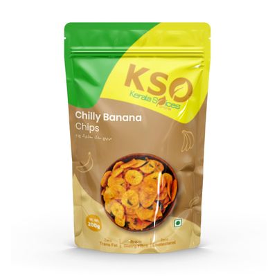 Kerala Spices Chilly Banana Chips 200 gm | Spicy & Crispy Kerala Snack | Perfect for Tea-Time Munching