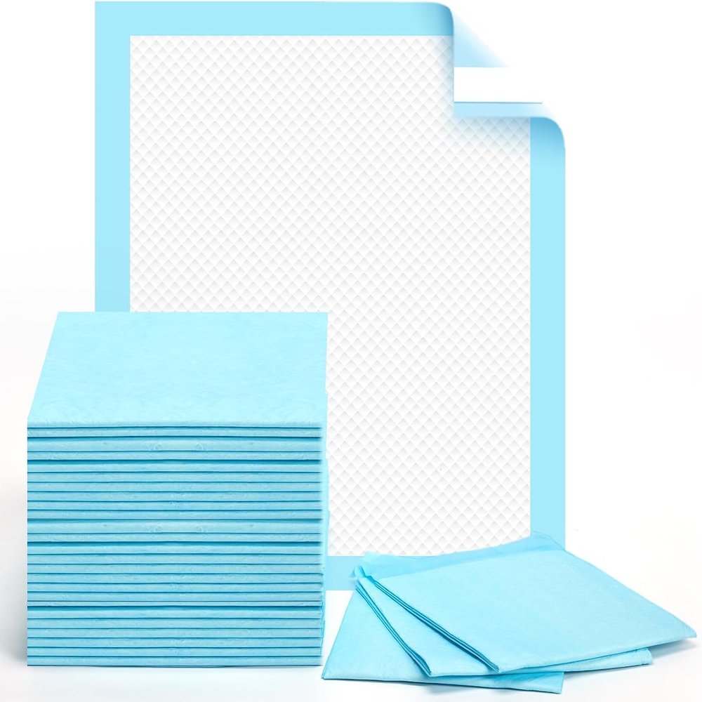 Disposable Underpads, Large 60x90CM, Incontinence Bed Pads, Skin Friendly 5 Layer Leakproof Technology with Antislip Tape12 Hrs Protection, 750ML+ Absorption Pee Pads-Factory Direct 20Pcs