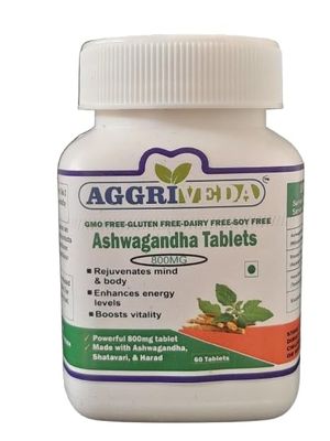 Aggriveda Ashwagandha Tablets Made with Ashwagandha Extract and Powder, Shatavari Extract and Powder and Haritaki Extract and Powder. Best Ashwagandha Tablets for Men and Women. Withania Somnifera Ashwagandha Pills. 800 Mg Tablets
