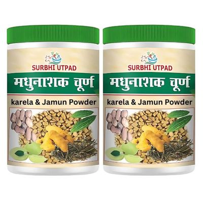 SURBHI UTPAD Karela Jamun Powder with Ayurvedic Diabetic Detox mix with 10 Herbs 400g (200gx2)