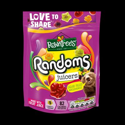 Rowntree's Randoms Juicers Fruit Flavoured Jellies, 150g Share Bag - Liquid Filled Awesomeness - Made With Fruit Juice