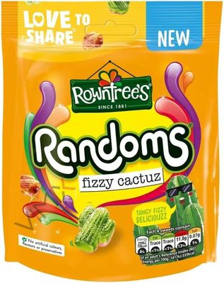 Rowntree's Randoms Fizzy Cactuz Fruit Flavoured Jellies, 120g - Tangy, Fizzy, Delicious - No Aritifcial Colors or Preservatives!